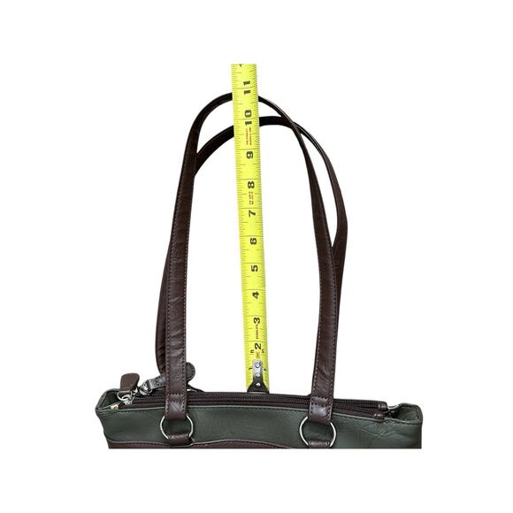 STONE & CO Olive Green Brown Nancy Leather PVC Tote Shoulder Bag Purse - Picture 9 of 11